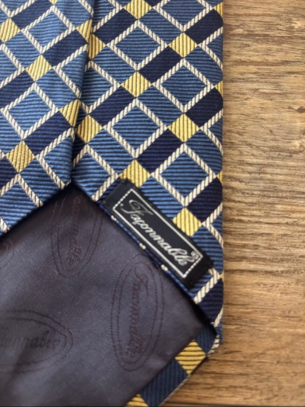 Faconnable Classic Blue Geometric Men's Tie 100% Silk Hand Made